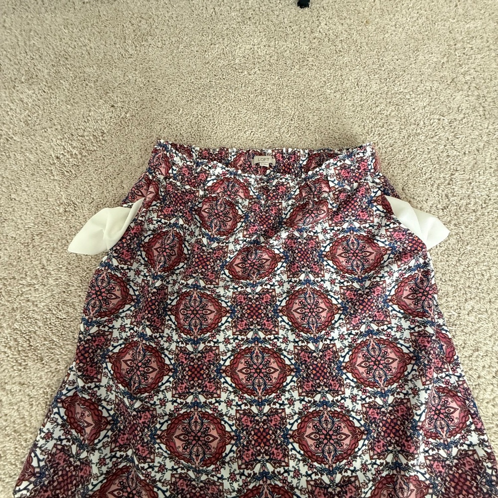 LOFT Mini Skirt Pink Blue White Pattern Size S - Picture 6 of 9